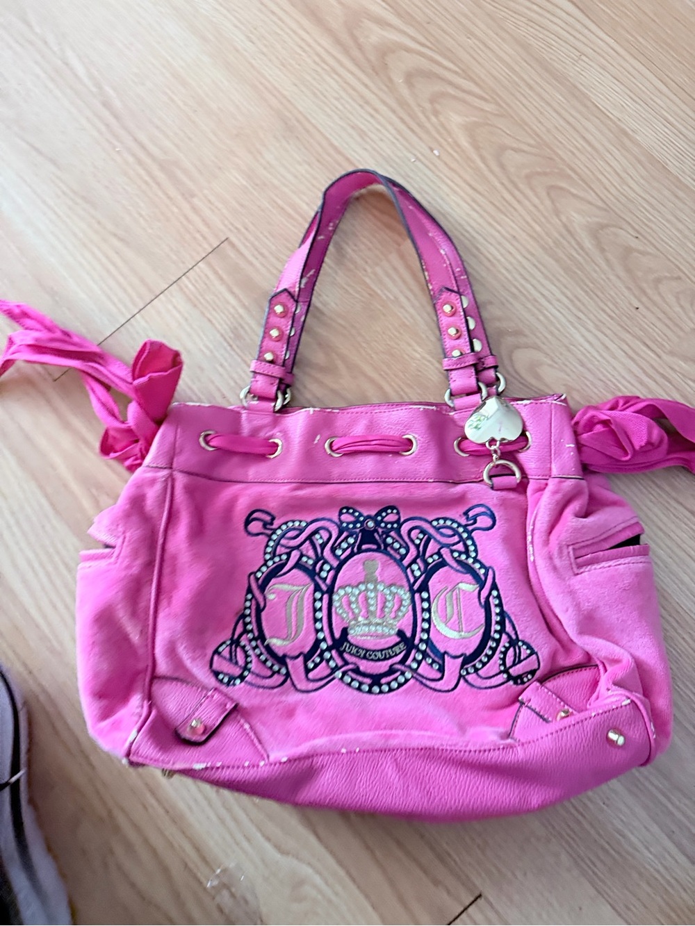 Juicy Couture vintage Bright Pink Embroidered Shoulder Bag